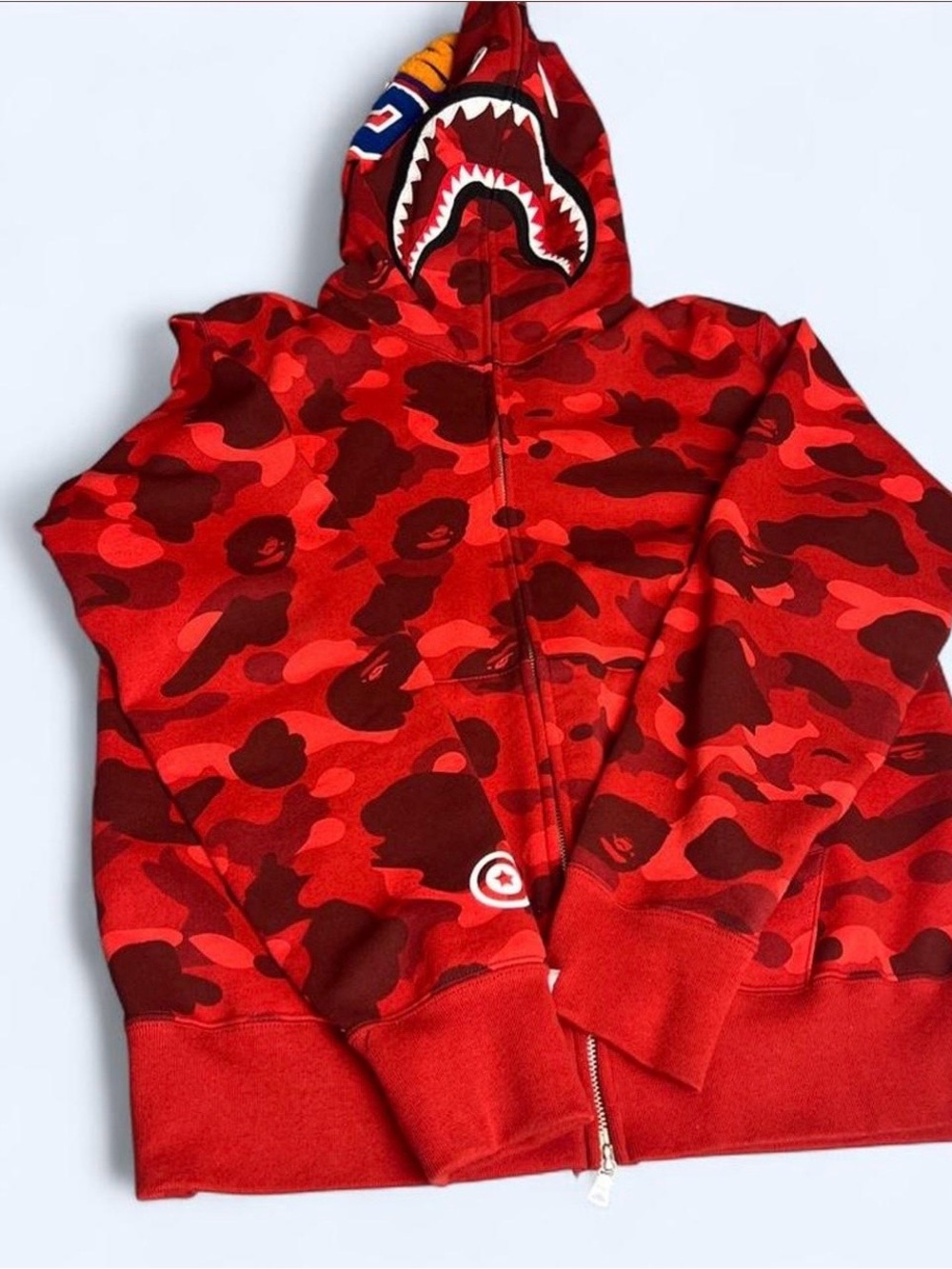 Bape Red Camo Shark Zip Hoodie